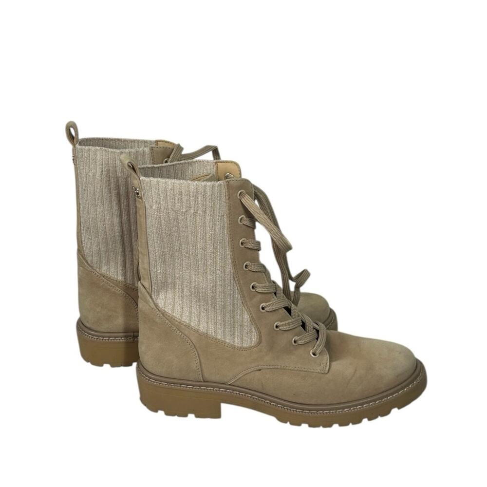 Sam Edelman Lydell Tan Suede Combat Boots Women’s 8 Lug Sole Neutral Fall Boots